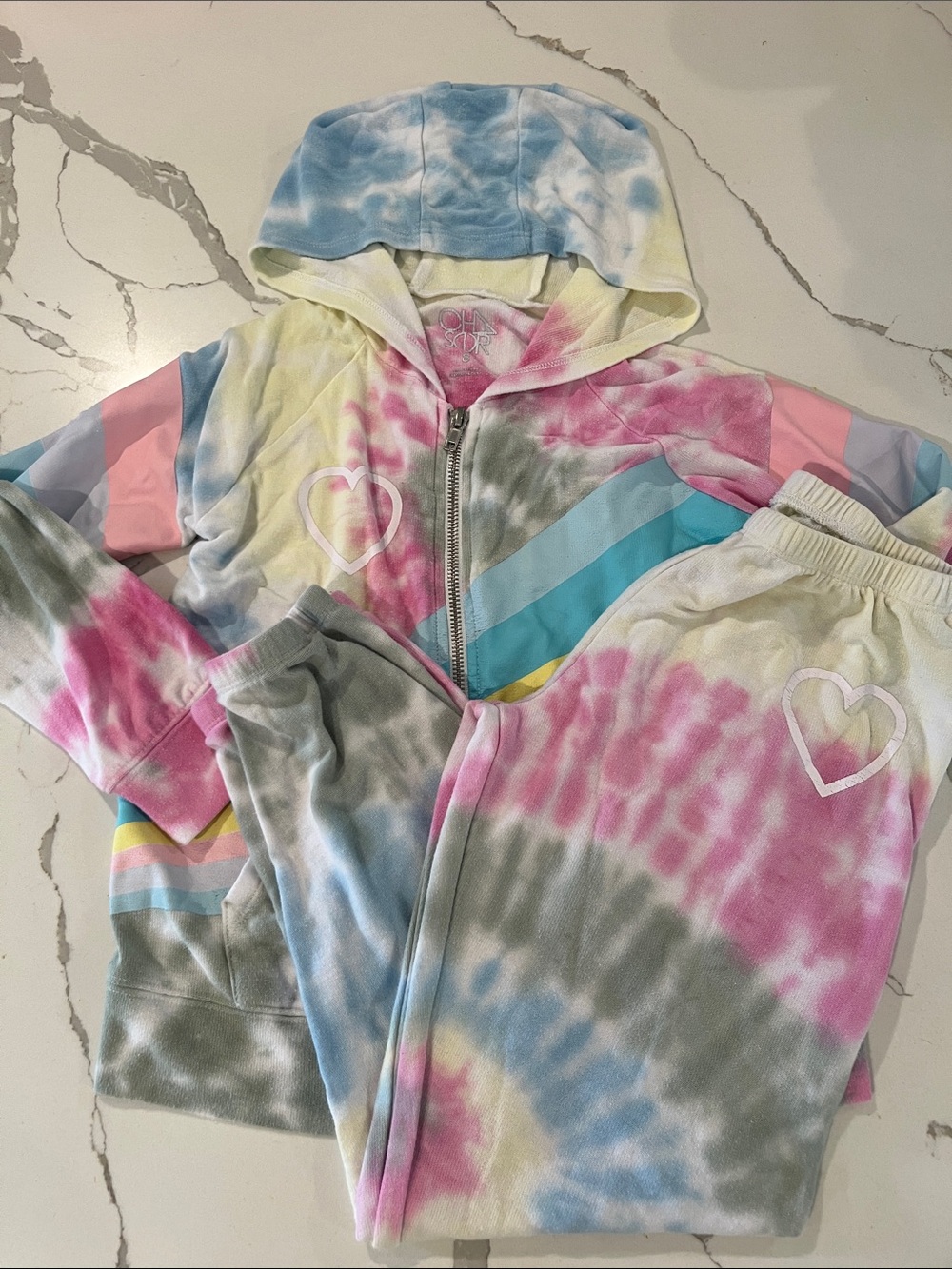 Girls Chaser Heart Tie-Dye Zip-Up Hoodie